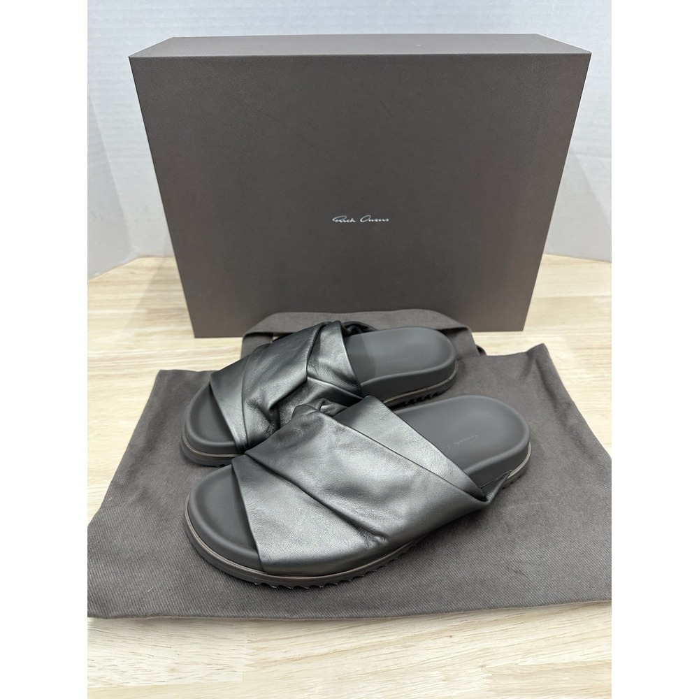 Rick Owens Size 36 Mobius Granola Sandal Slides Pelle in Gunmetal MSRP $1100